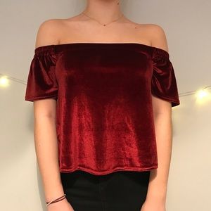 4 Burgundy OTS Velvet Blouse